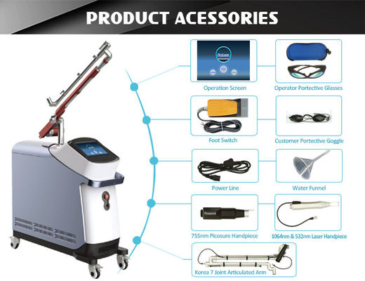Q Beralih Mesin Laser Picosecond 600mj / Cm2 Tattoo Removal Machine
