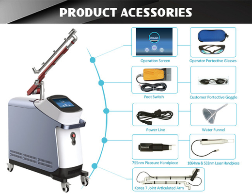 Penghilang Tato Pico Q Switched Nd Yag Laser Pigment Tattoo Removal Machine
